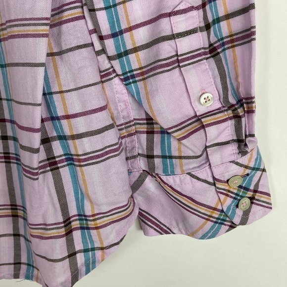 Talbots Cotton Plaid Pink and Blue Lightweight Buttoned Long Sleeve Top - Picture 11 of 15